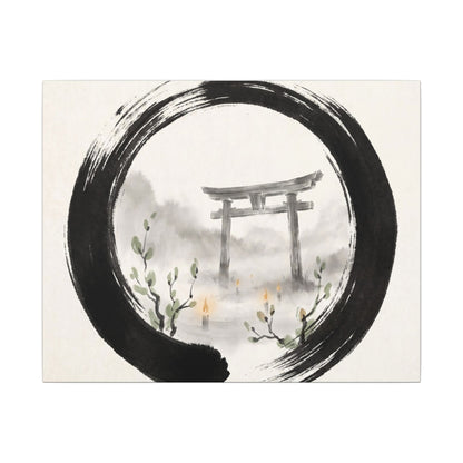 Spring Torii Gate Enso Canvas Art | Tranquil Decor Art Print