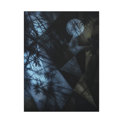 Shadow Play Winter Canvas Art | Dark Japandi Luxurious Design