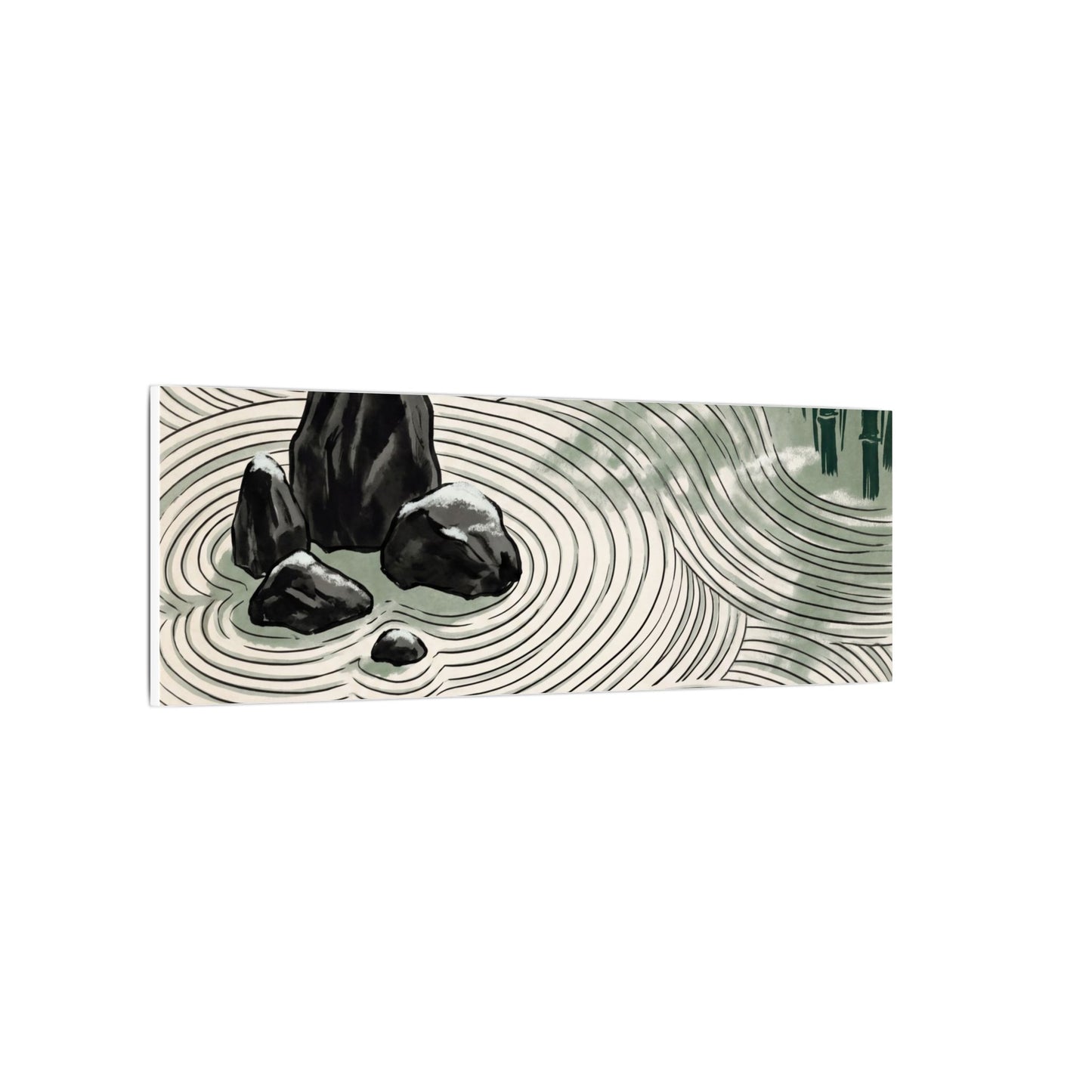Shibui Rock Garden Canvas Art - Zen Ukiyo E Inspired