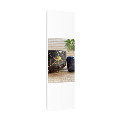 Tea Ceremony Crackle Gold Canvas Art | Philosophical Kintsugi Art