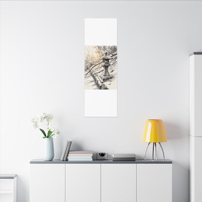 Golden Hour Stone Lantern Canvas Art - Japandi Kanso