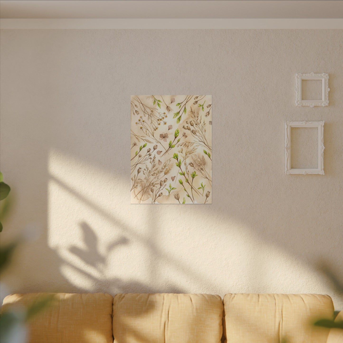 Spring Dried Flowers Watercolor Canvas Art | Earthy Decor