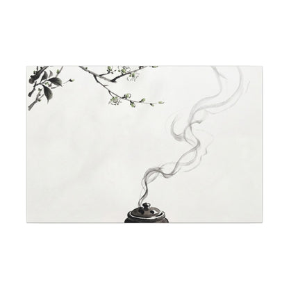 Calm Incense Smoke Canvas Art - Sumi E Zen