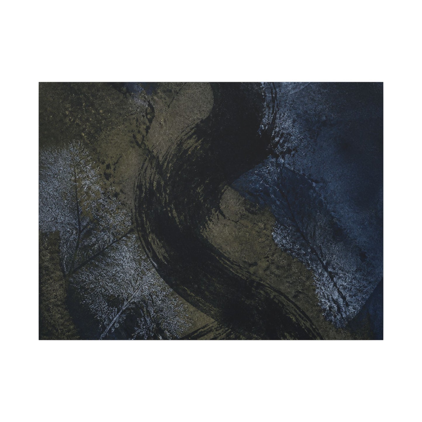Shibui Ink Brushstroke Canvas Art - Dark Japandi Dark Texture
