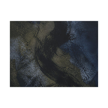 Shibui Ink Brushstroke Canvas Art - Dark Japandi Dark Texture