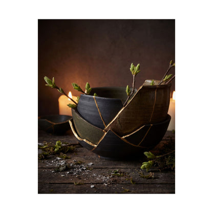 Seijaku Broken Pottery Wall Art Print - Dark Japandi Shadow Zen