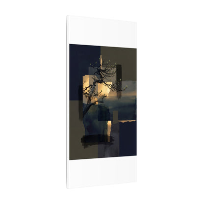 Golden Hour Pine Tree Canvas Art - Dark Japandi Kanso