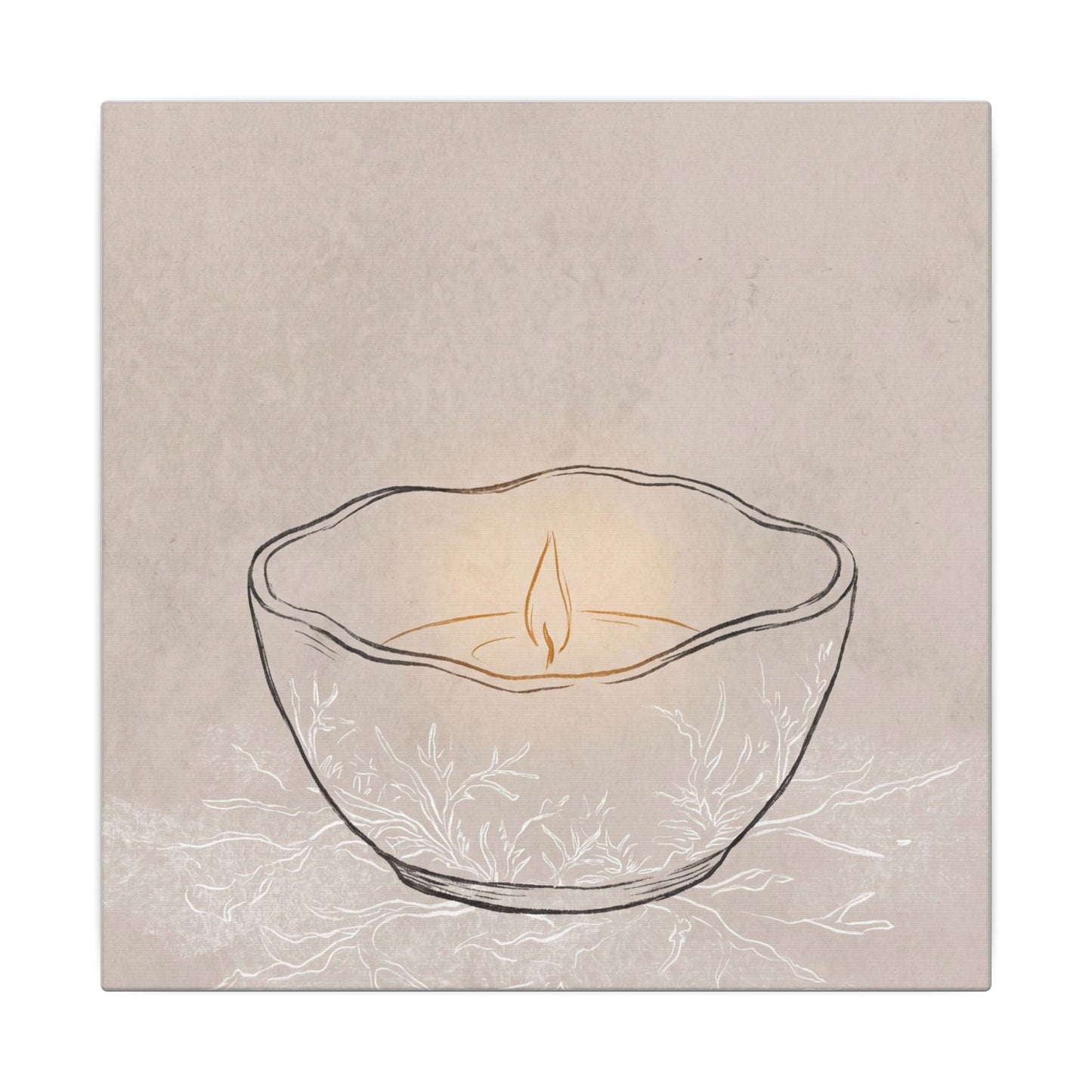 Ceramic Bowl Minimal Line Canvas Art | Neutral Japandi Art
