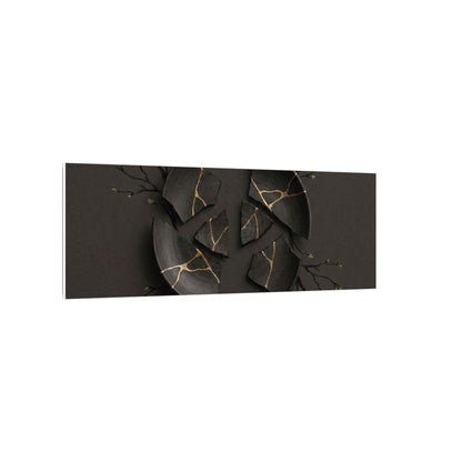 Sophisticated Broken Pottery Canvas Art - Charcoal Ink Dark Japandi