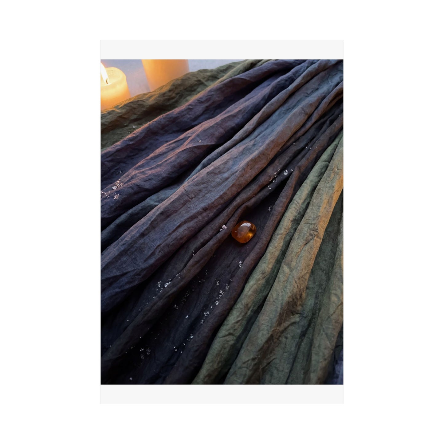 Dark Japandi Silk Drape in Candlelight | Shadow Zen Wall Art Print