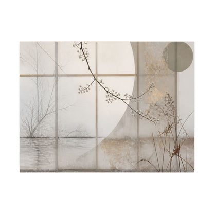 Winter Shoji Screen Japanese Pattern Canvas Art | Elegant Decor