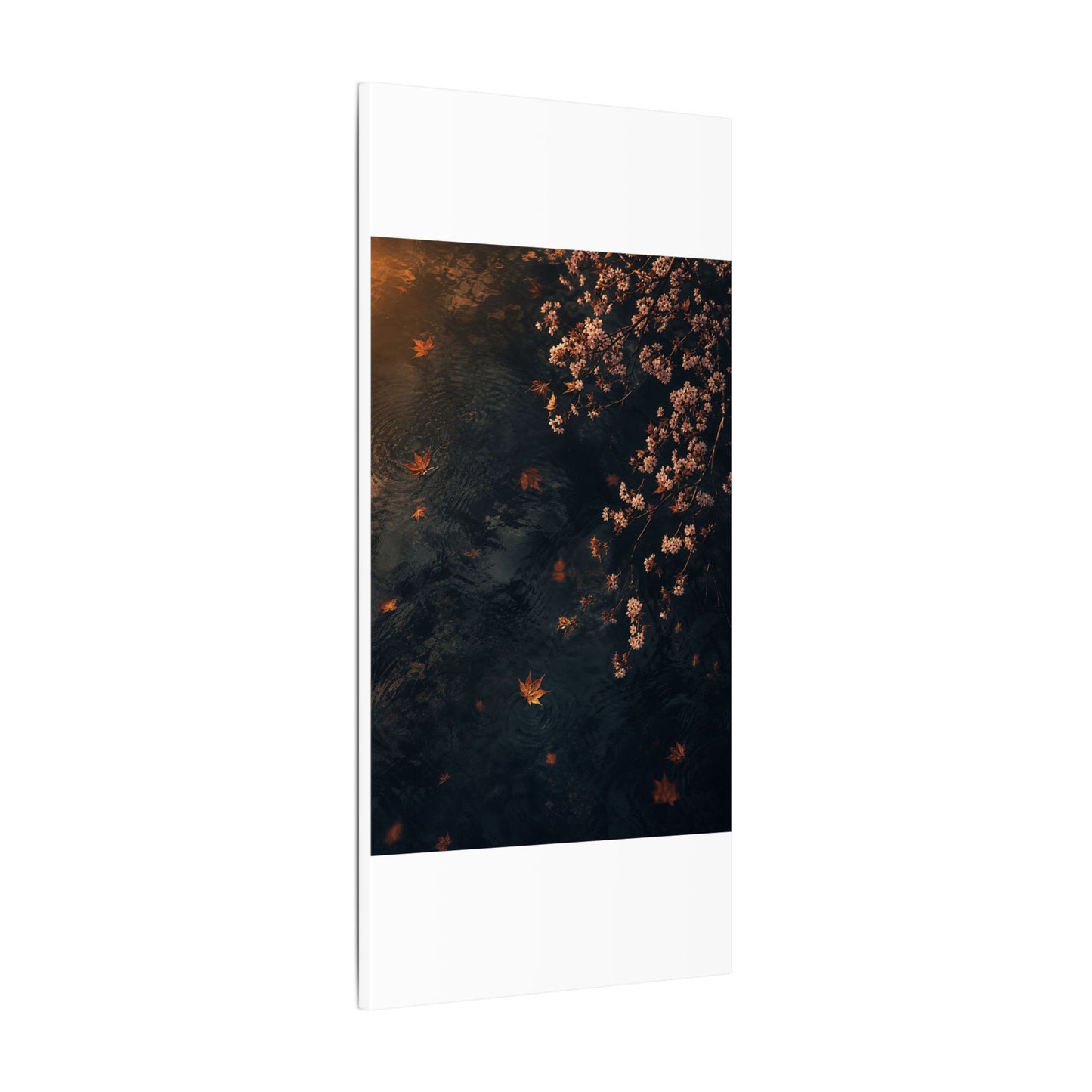 Golden Hour Cherry Blossom Canvas Art - Dark Japandi Kanso