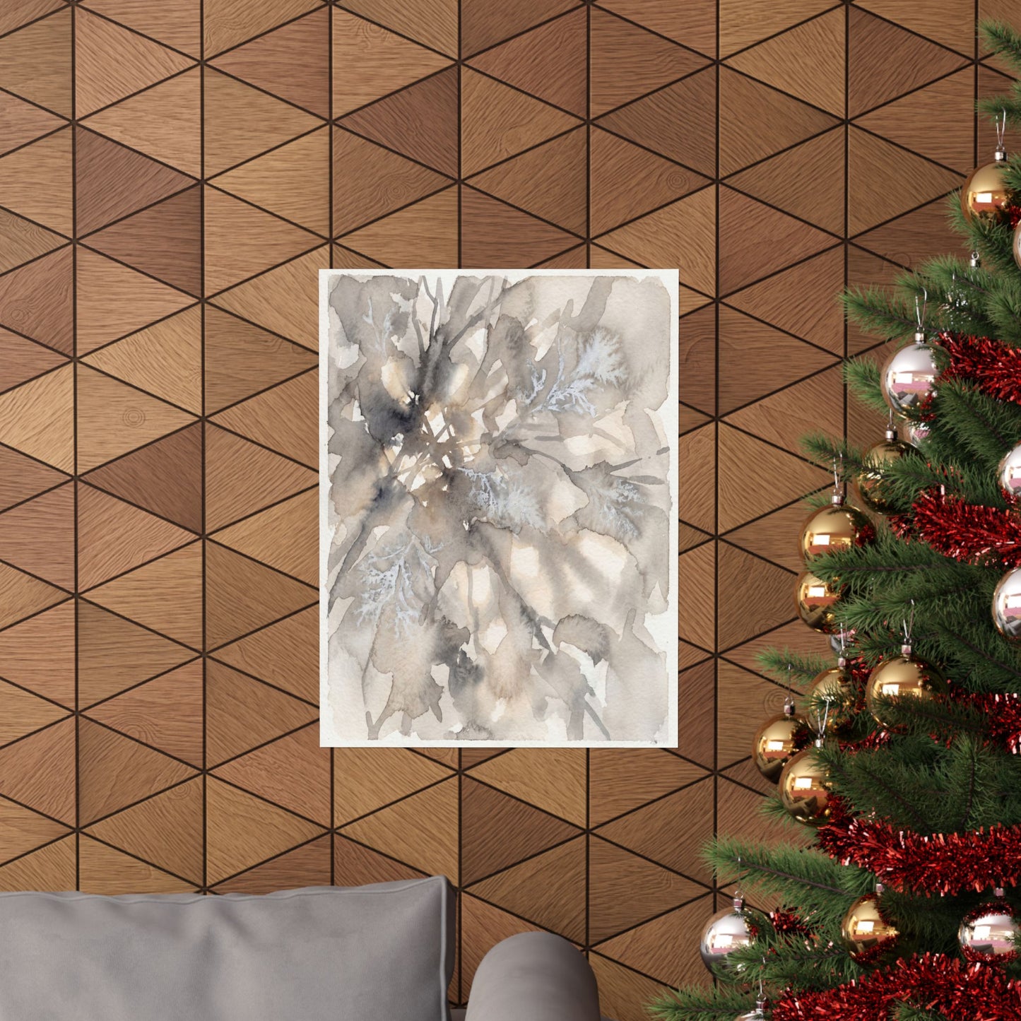 Shadow Play Wall Art Print | Winter Japandi Watercolor Art