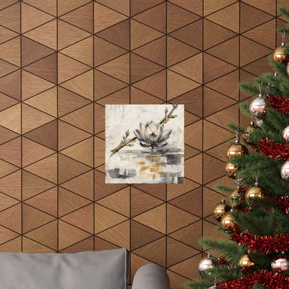 Seijaku Lotus Flower Wall Art Print - Japandi Texture