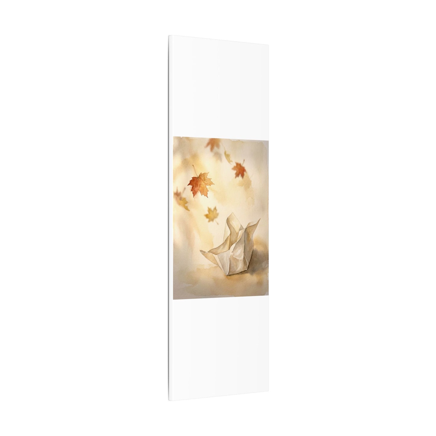 Japandi Paper Fold in Golden Hour | Watercolor Canvas Art