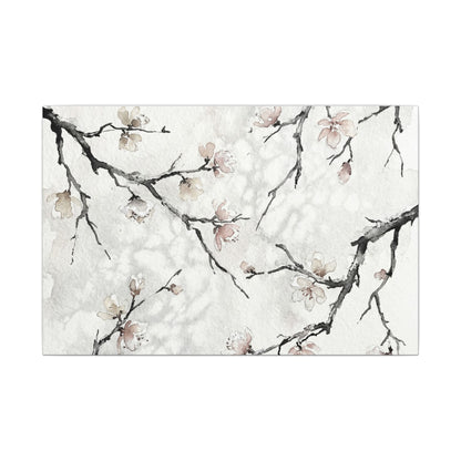 Cherry Blossom Canvas Art | Winter Japandi Watercolor Art