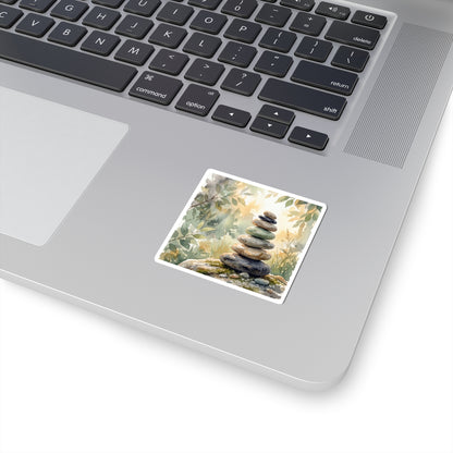 Mono No Aware River Stones Sticker - Japandi Watercolor
