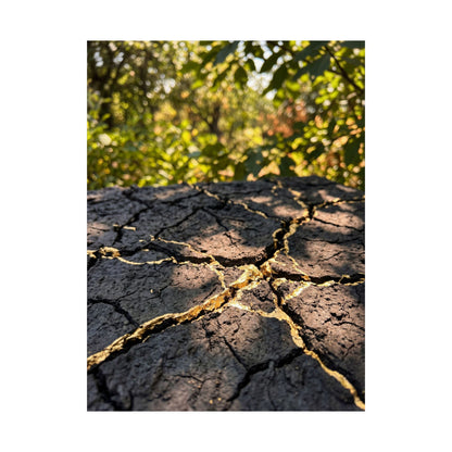 Cracked Earth Wall Art Print | Summer Kintsugi Gold Repair Art