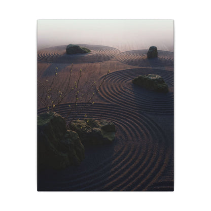 Spring Rock Garden Shadow Zen Canvas Art | Luxurious Decor