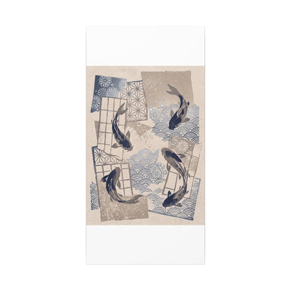 Earthy Koi Pond Canvas Art - Japanese Pattern Japandi