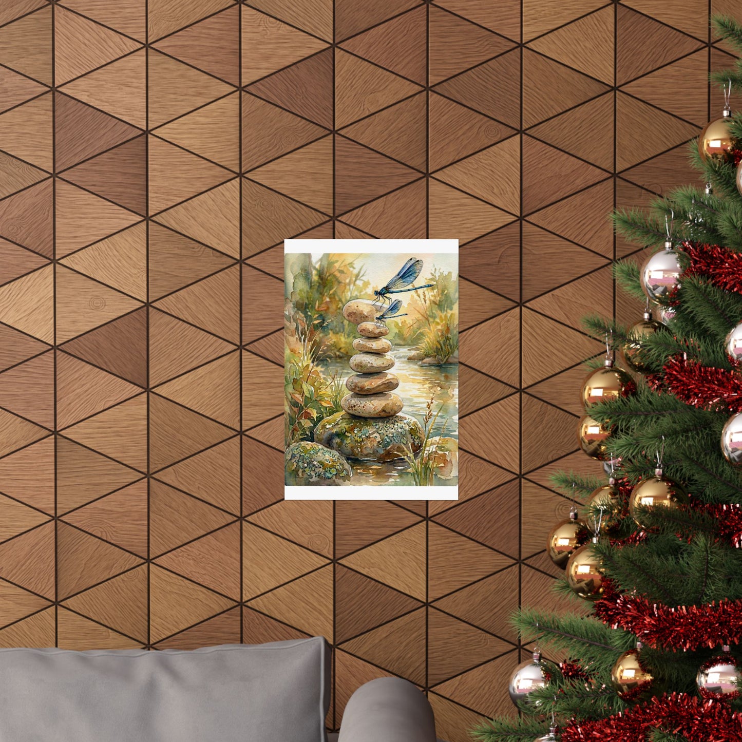 River Stones Summer Wall Art Print | Japandi Cozy Design