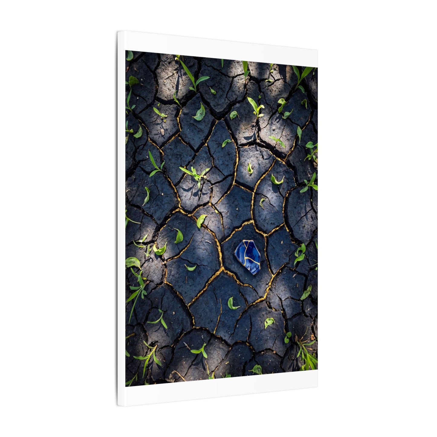 Cracked Earth Canvas Art | Spring Dark Japandi Moody Minimal Art