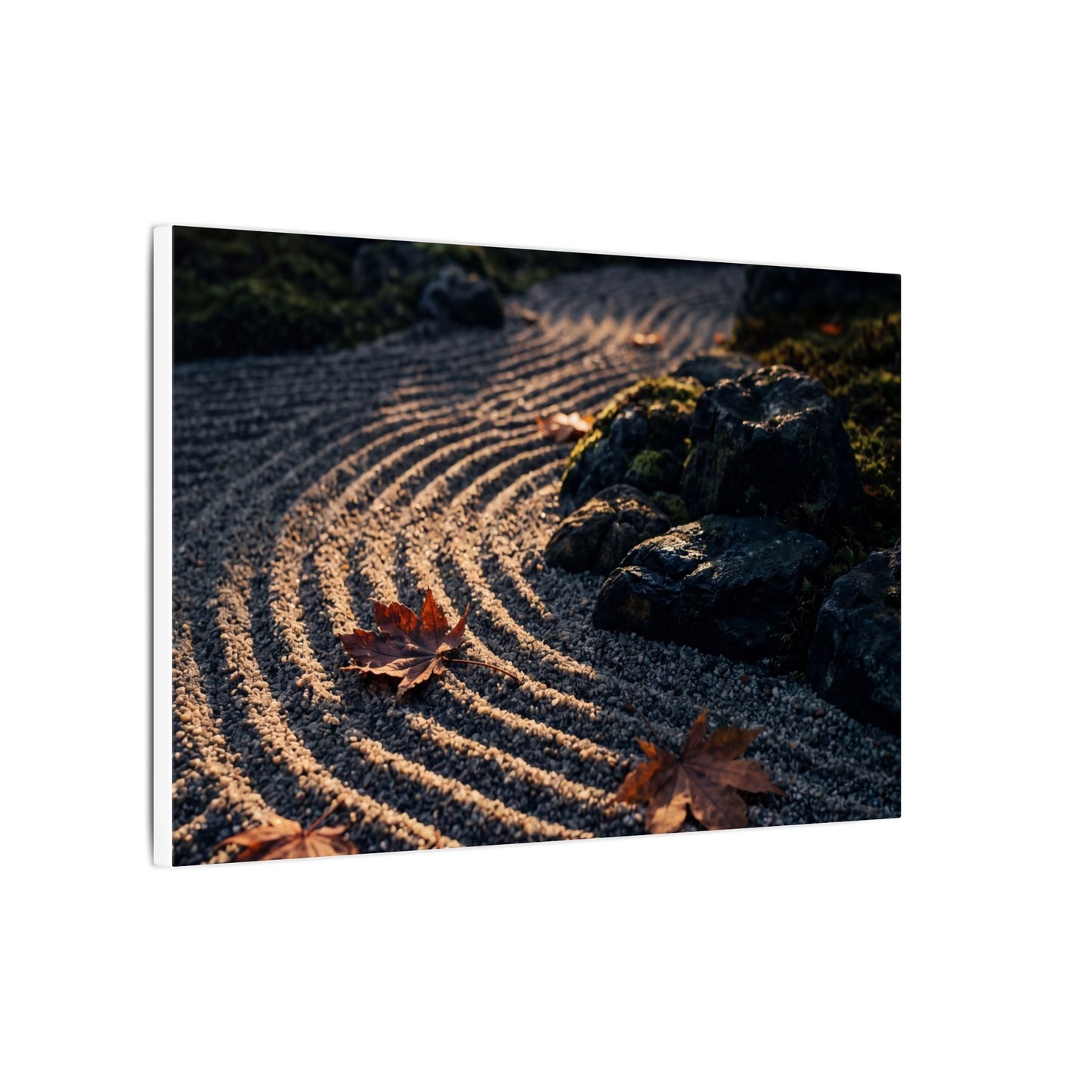 Rock Garden Moody Minimal Canvas Art | Bold Dark Japandi Art