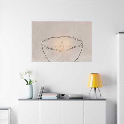Ceramic Bowl Minimal Line Canvas Art | Neutral Japandi Art