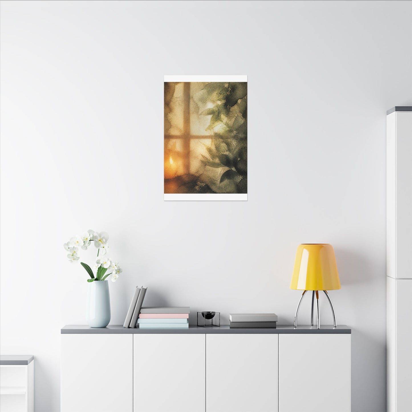Cozy Shoji Screen Canvas Art - Watercolor Japandi