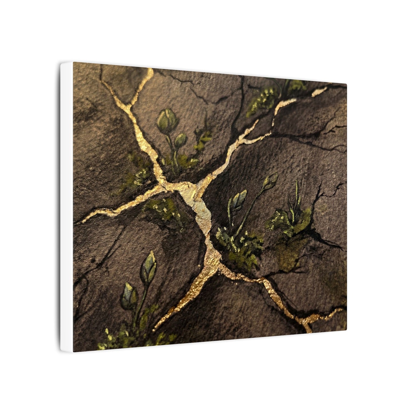 Spring Cracked Earth Charcoal Ink Canvas Art | Luxurious Decor