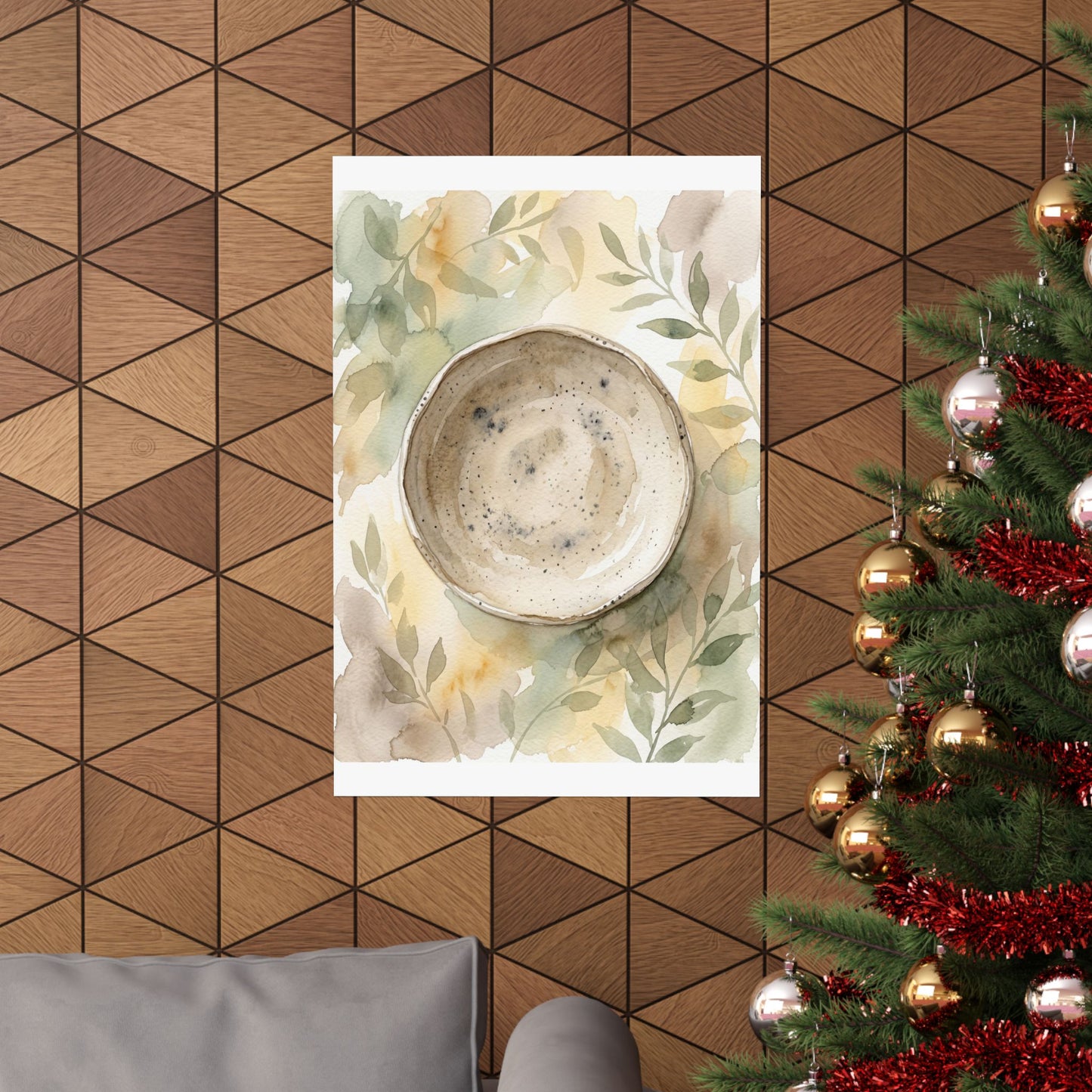 Elegant Ceramic Bowl Wall Art Print - Watercolor Japandi