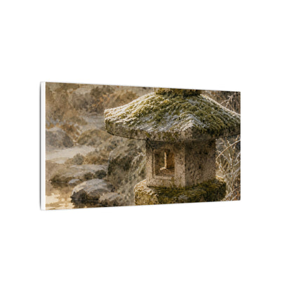 Winter Stone Lantern Watercolor Canvas Art | Earthy Decor