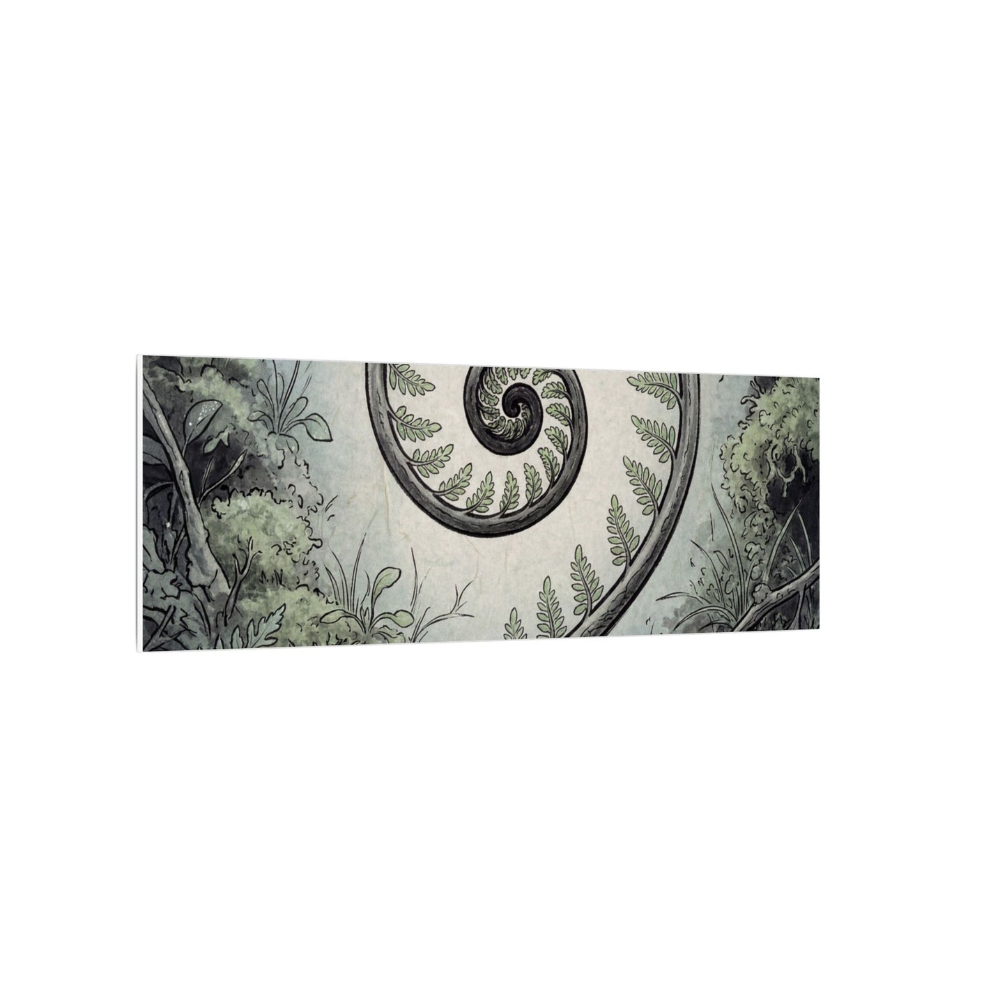 Zen Fern Unfurling in Dawn | Ukiyo E Inspired Canvas Art