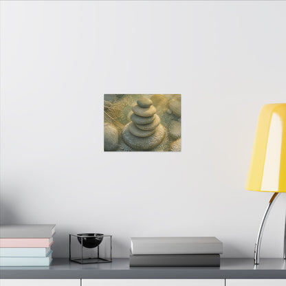River Stones Watercolor Canvas Art | Elegant Japandi Art