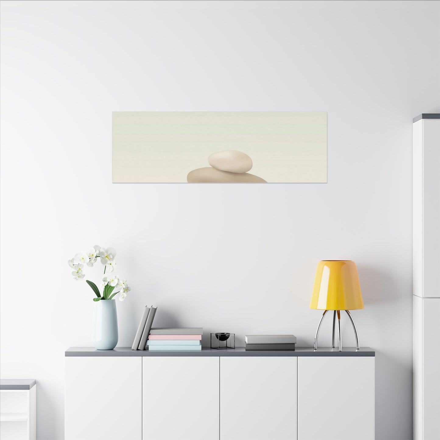 Dawn River Stones Canvas Art - Japandi Fukinsei