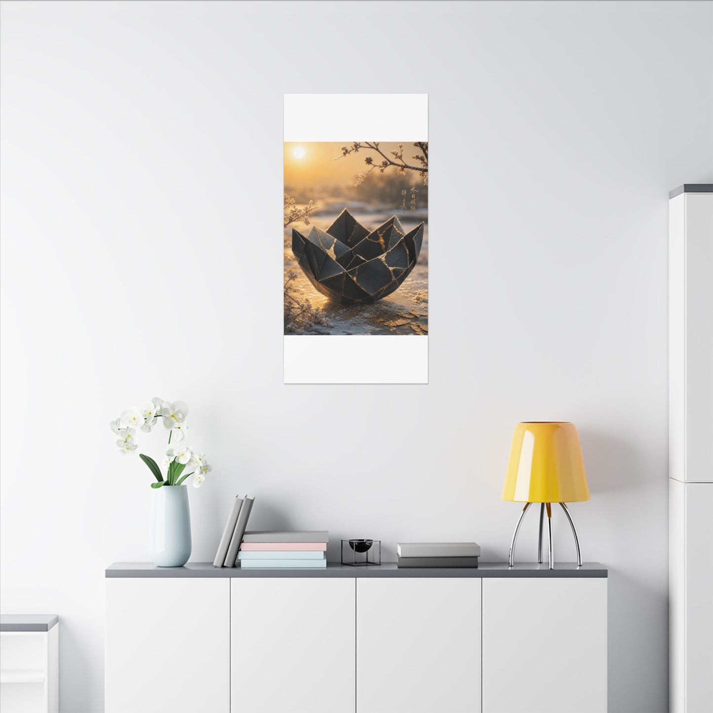 Kintsugi Paper Fold in Golden Hour | Gold Repair Canvas Art