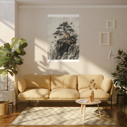 Pine Tree Autumn Canvas Art | Japandi Earthy Design