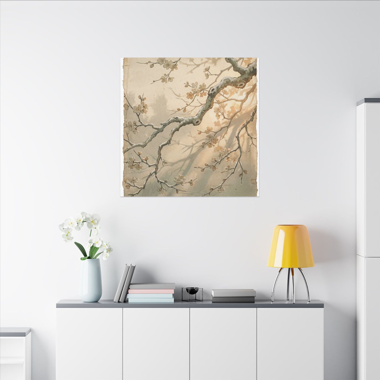 Cherry Blossom Canvas Art | Winter Japandi Japanese Pattern Art