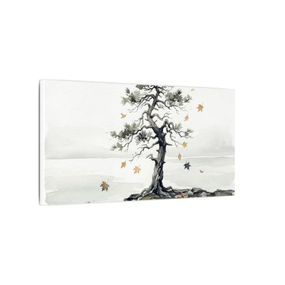 Japandi Pine Tree in Overcast | Watercolor Canvas Art
