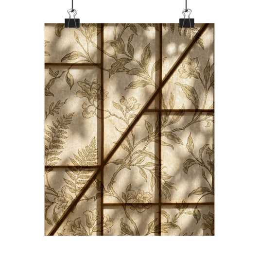 Shoji Screen Wall Art Print | Summer Cottagecore Vintage Botanical Art