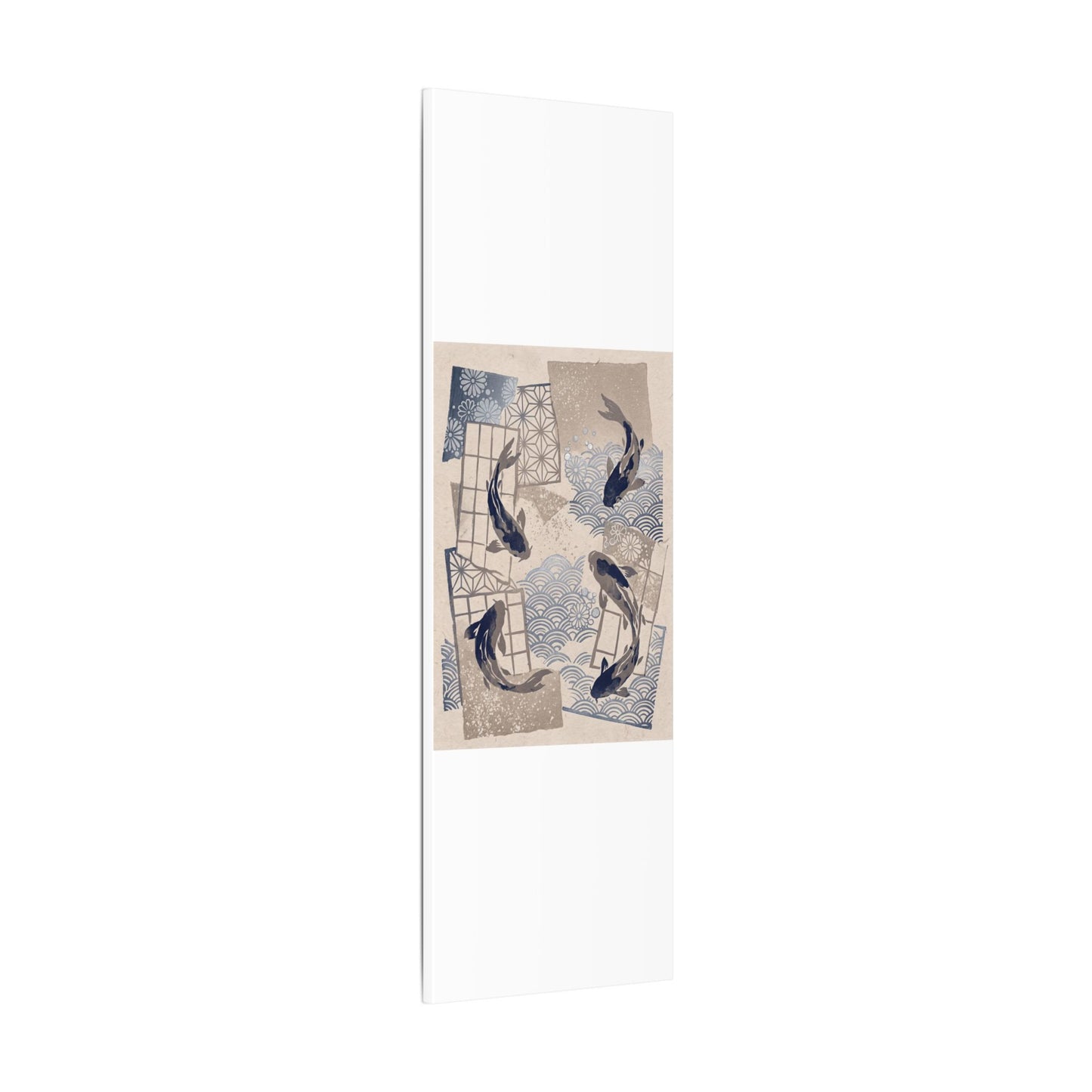 Earthy Koi Pond Canvas Art - Japanese Pattern Japandi