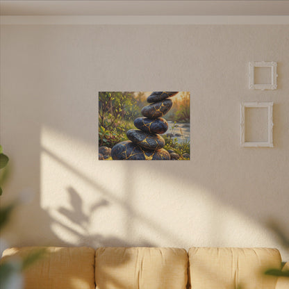 Spring River Stones Gold Repair Canvas Art | Healing Decor