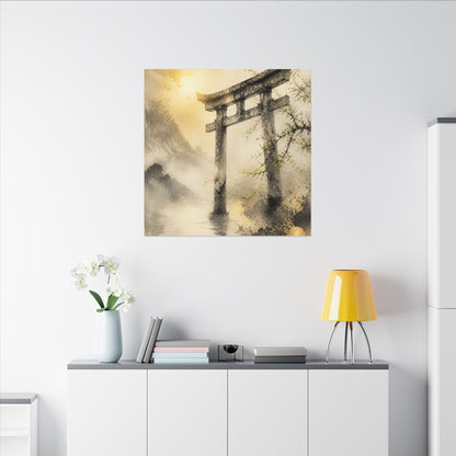 Spring Torii Gate Sumi E Canvas Art | Tranquil Decor