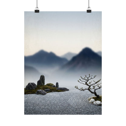 Dawn Mountain Mist Wall Art Print - Zen Shibui Art Print