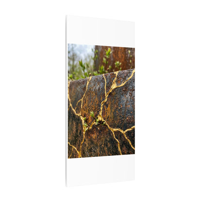 Mono No Aware Rust Patina Canvas Art - Kintsugi Gold Repair
