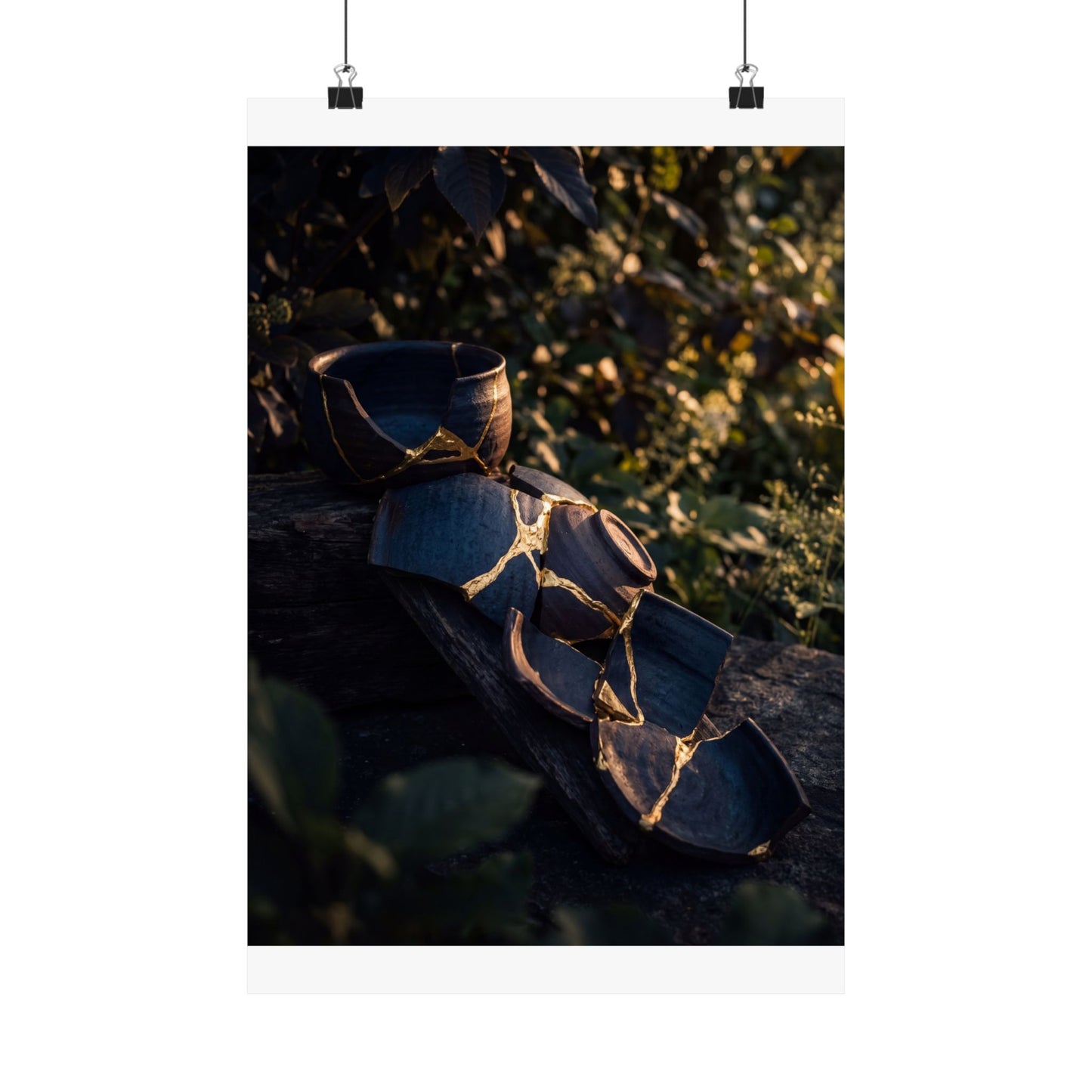 Mono No Aware Broken Pottery Wall Art Print - Dark Japandi Shadow Zen