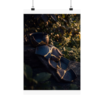Mono No Aware Broken Pottery Wall Art Print - Dark Japandi Shadow Zen
