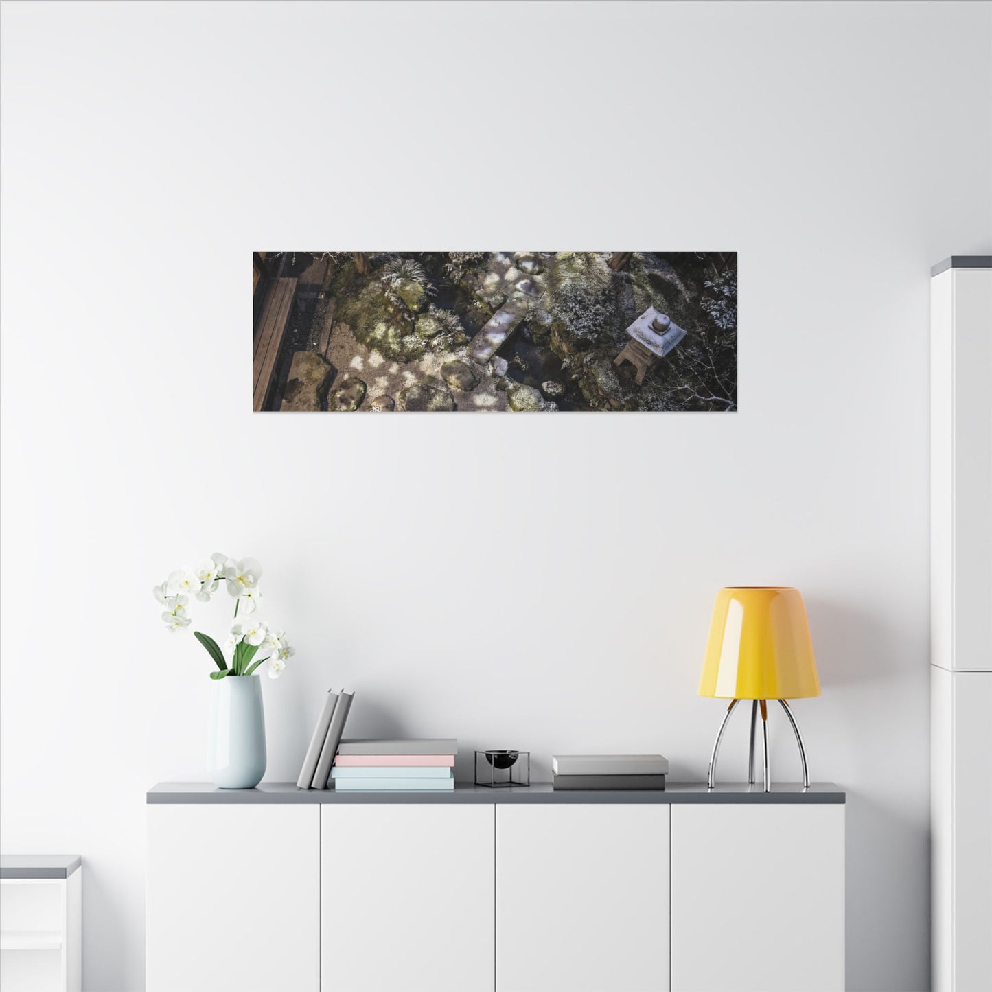 Moonlit Garden Japanese Pattern Canvas Art | Elegant Japandi Art