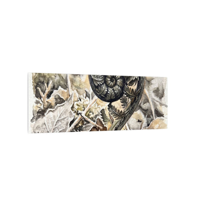 Japandi Fern Unfurling in Golden Hour | Watercolor Canvas Art