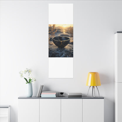 Ceramic Bowl Canvas Art | Winter Kintsugi Gold Repair Art